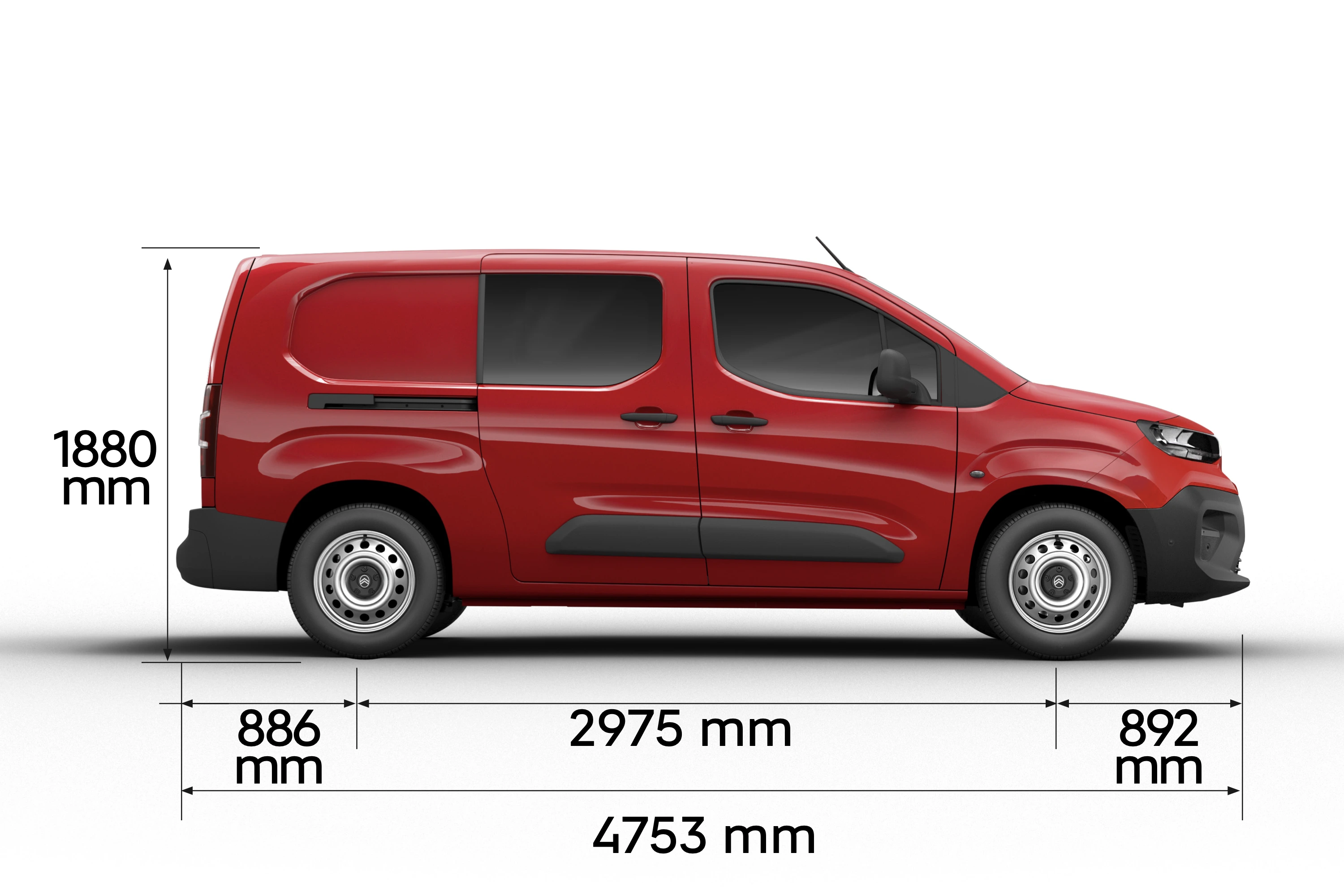 zijaanzicht van een Citroën Berlingo Van