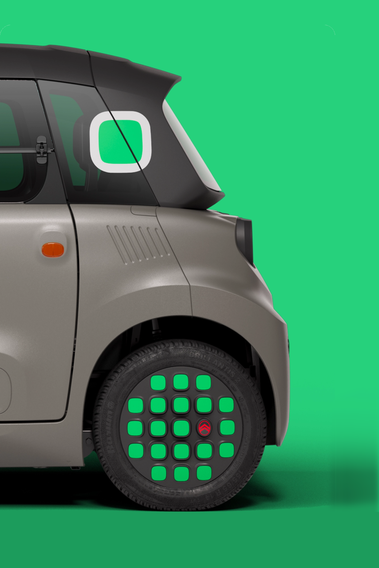Side rear view Citroën Ami minty shows compact safe reliable electric design delivering innovative urban mobility freedom.