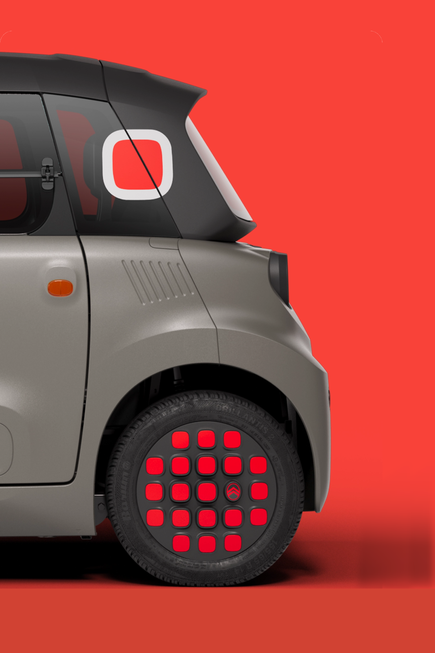 Side rear view Citroën Ami spicy shows compact safe reliable electric design delivering innovative urban mobility freedom.