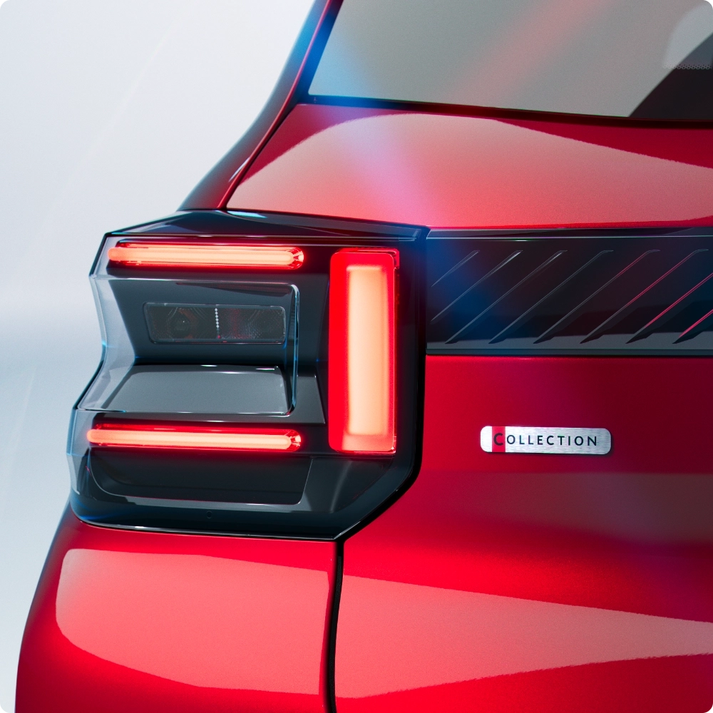 Close-up van de LED-achterlampen van de Citroën C3, het kenmerkende design voor zichtbaarheid en stijl.