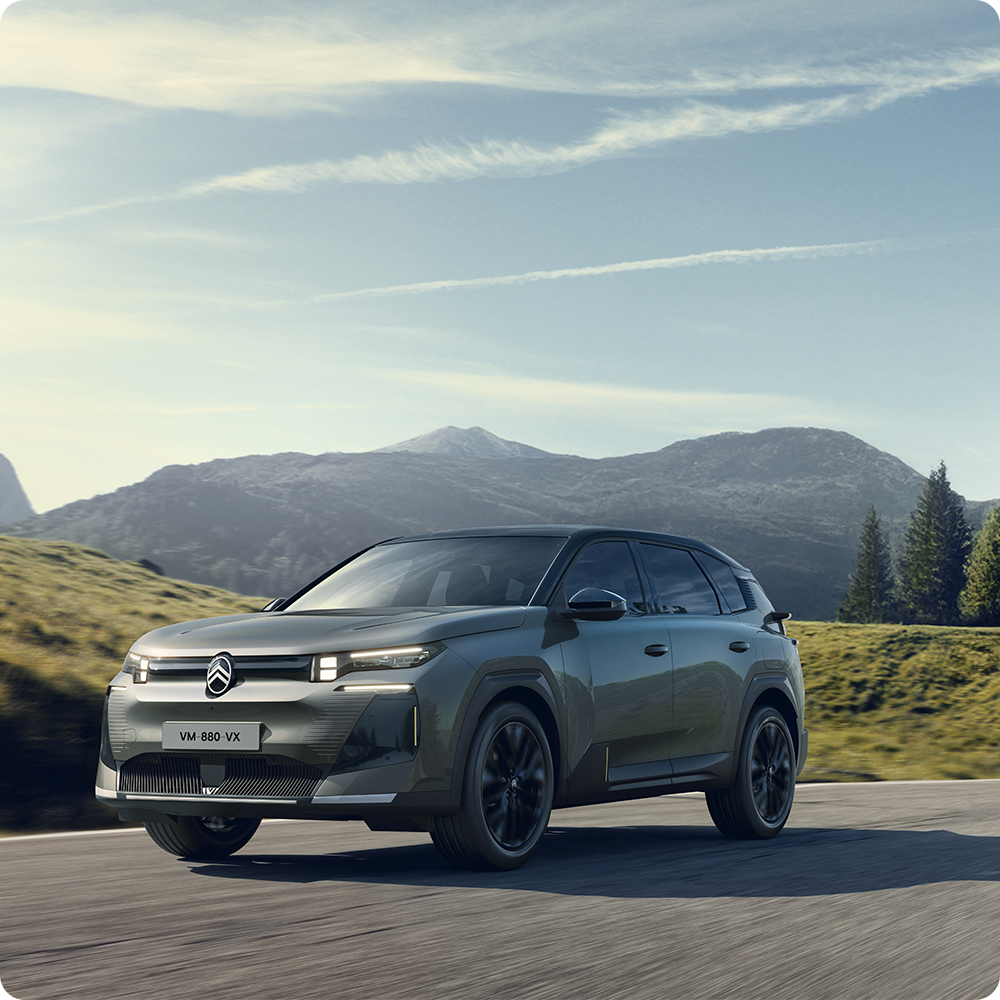 Vooraanzicht van de C5 Aircross met efficiënte technologie, laag verbruik en soepeler dagelijks rijden met besparing.