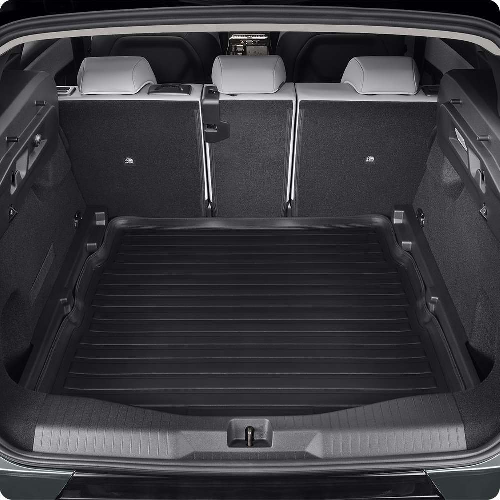Bagageruimte van de ë‑C5 Aircross met beschermende bagageruimtebak voor praktisch opbergen en dagelijkse bescherming.